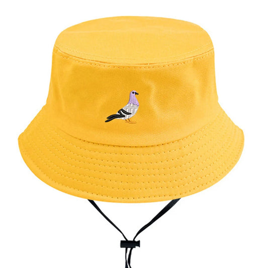 Embroidered Pigeon Cotton Bucket Hats Women Men