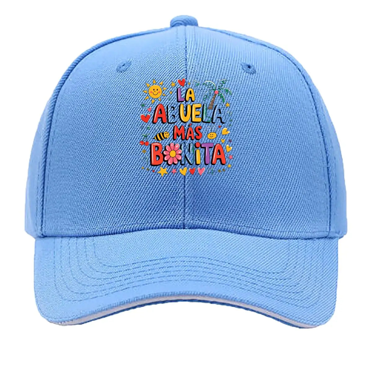 La Abuela Mas Bonita Spanish Grandma Floral Sun Hearts Sandwich Baseball Cap