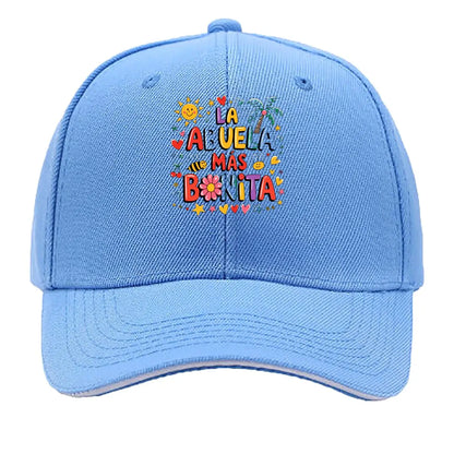 La Abuela Mas Bonita Spanish Grandma Floral Sun Hearts Sandwich Baseball Cap