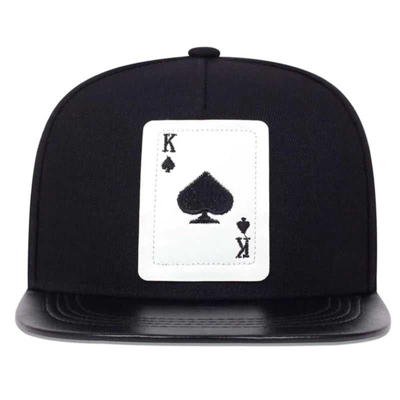 King Leather Playing Card Embroidered Baseball Caps Hip Hop Caps For Men Women Snapback Caps
