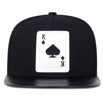 King Leather Playing Card Embroidered Baseball Caps Hip Hop Caps For Men Women Snapback Caps