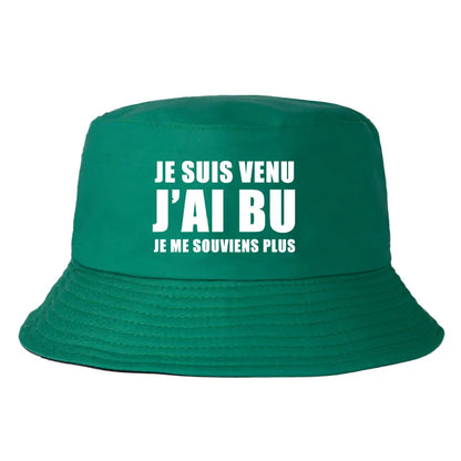 Chapeau Bob Réversible Je Suis Venu J’ai Bu Je Me Souviens Plus 8 Couleurs Adult Bucket Hat