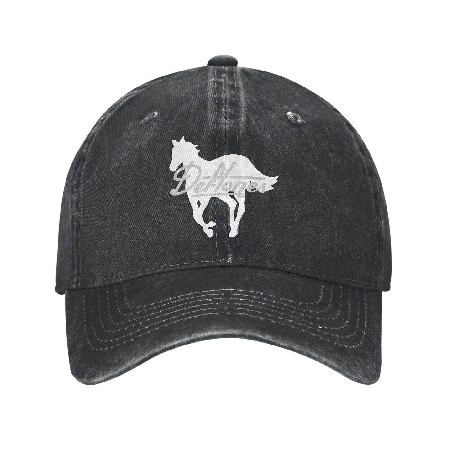 Retro Deftones Baseball Caps Unisex Style Distressed Cotton Snapback Cap White Pony
