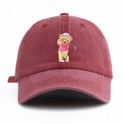 Golf Bear Graphic Print Baseball Cap