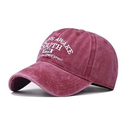 Unisex Washed Cotton Caps Letter Embroidery Vintage Baseball Cap