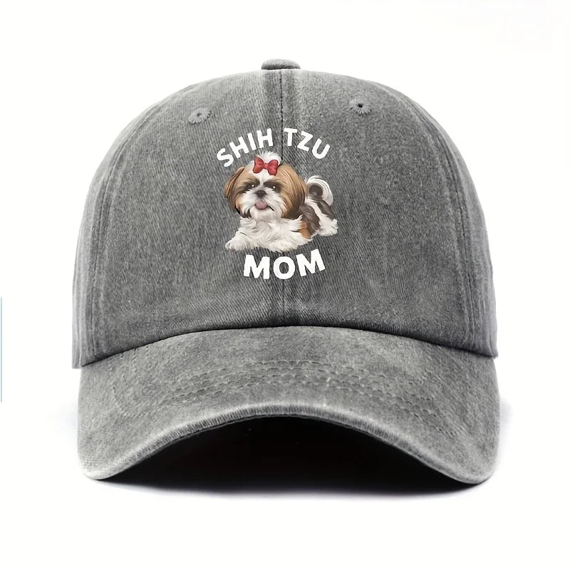 Shih Tzu Mom Red Bow Tie Baseball Cap