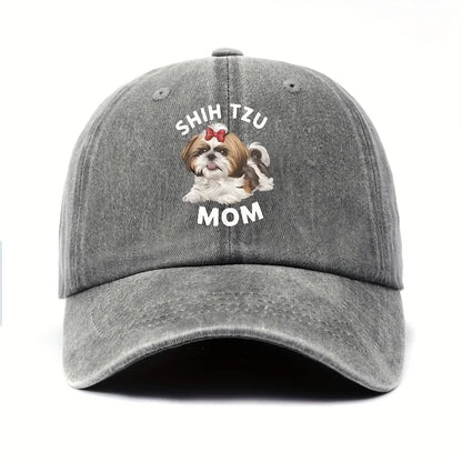 Shih Tzu Mom Red Bow Tie Baseball Cap