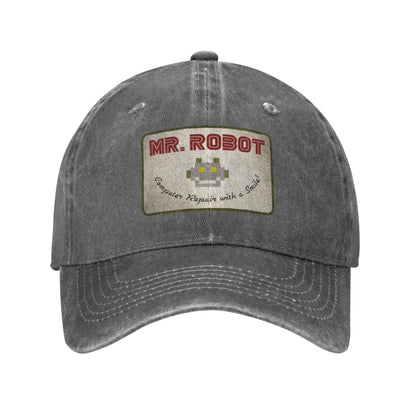 10 Styles Computer with Sourires Anime Funny Mr Robot Retro Cowboy Washed Baseball Caps