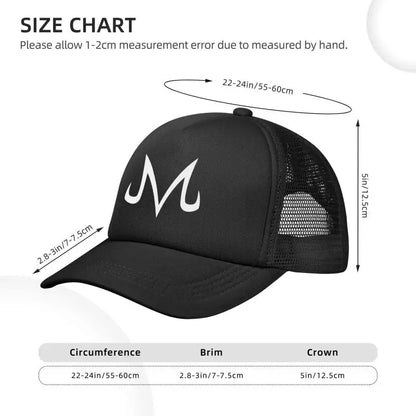 Majin Buu Print Mesh Net Caps Solid Color Baseball Cap