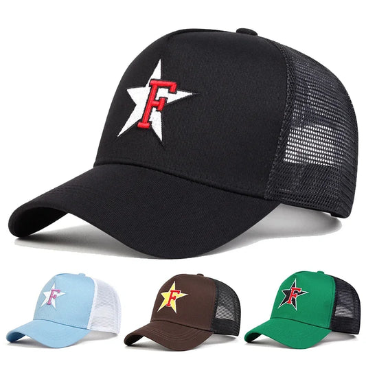 Unisex F Letter Pentagram Embroidery Baseball Caps