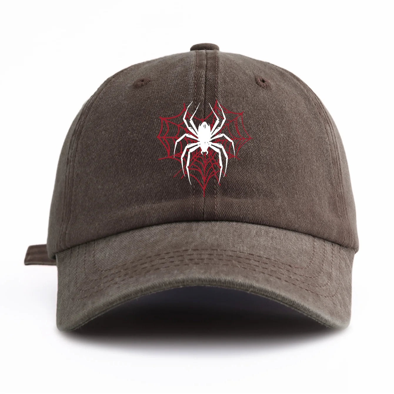 Spider Print Washed Baseball Cap For Adults