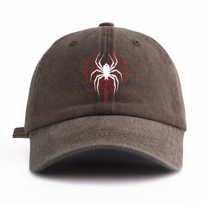 Spider Print Washed Baseball Cap For Adults