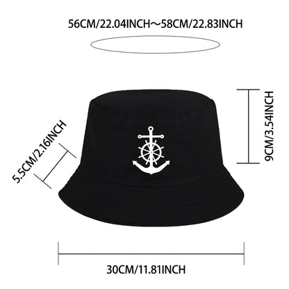 Anchor And Ship Wheel Print Bucket Hat