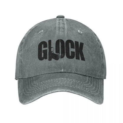 Glock Tactical Shooting Gun Baseball Caps Distressed Denim