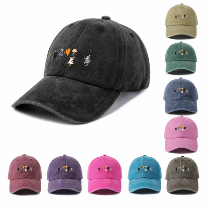 Cats Hanging on Clothesline Graphic Baseball Cap