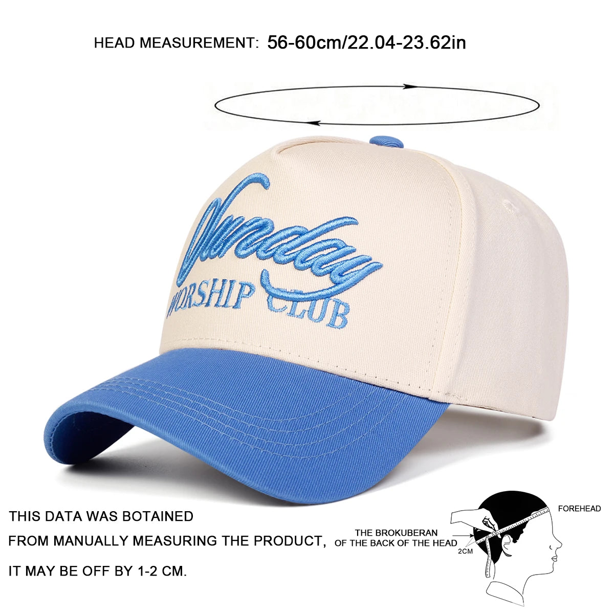 Unisex SUNDAY WORSHIP CLUB Embroidery Baseball Caps