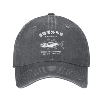 Tokyo Tsukiji Tuna Fish Washed Baseball Cap