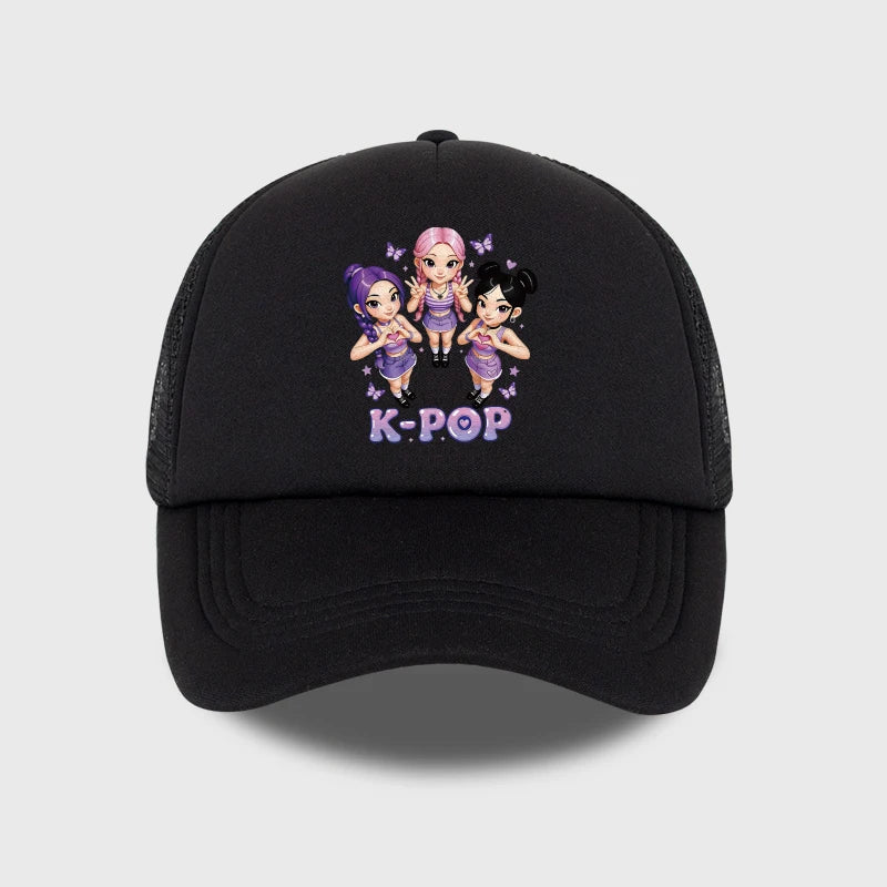 K-POP Cute Cartoon Girl Group Print Baseball Cap