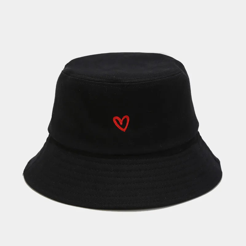 Love Embroidery Cotton Bucket Hat For Men And Women Beach
