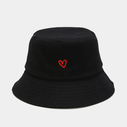 Love Embroidery Cotton Bucket Hat For Men And Women Beach