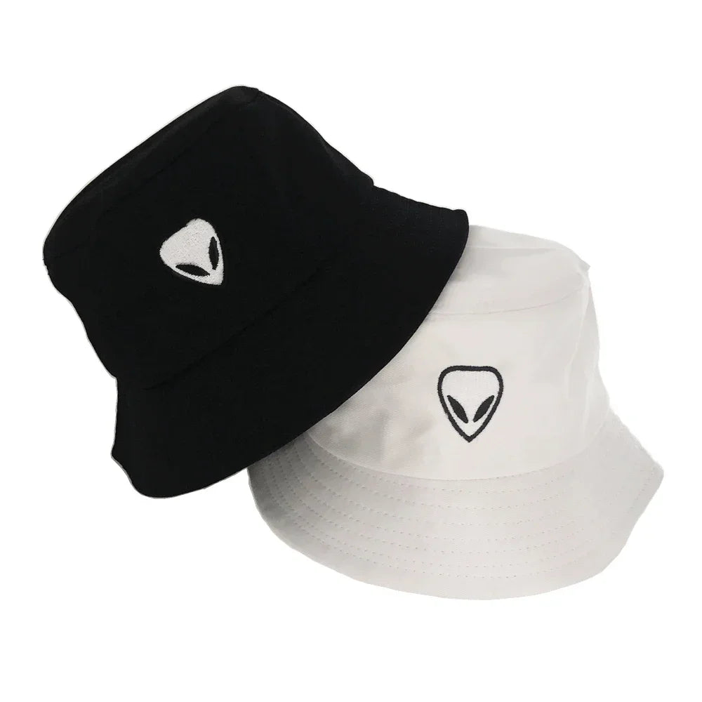 Unisex Embroidered Alien Foldable Bucket Hat