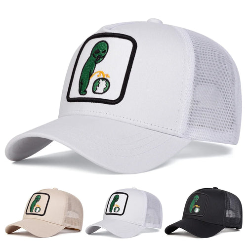 Alien Embroidered Adjustable Mesh Baseball Hat