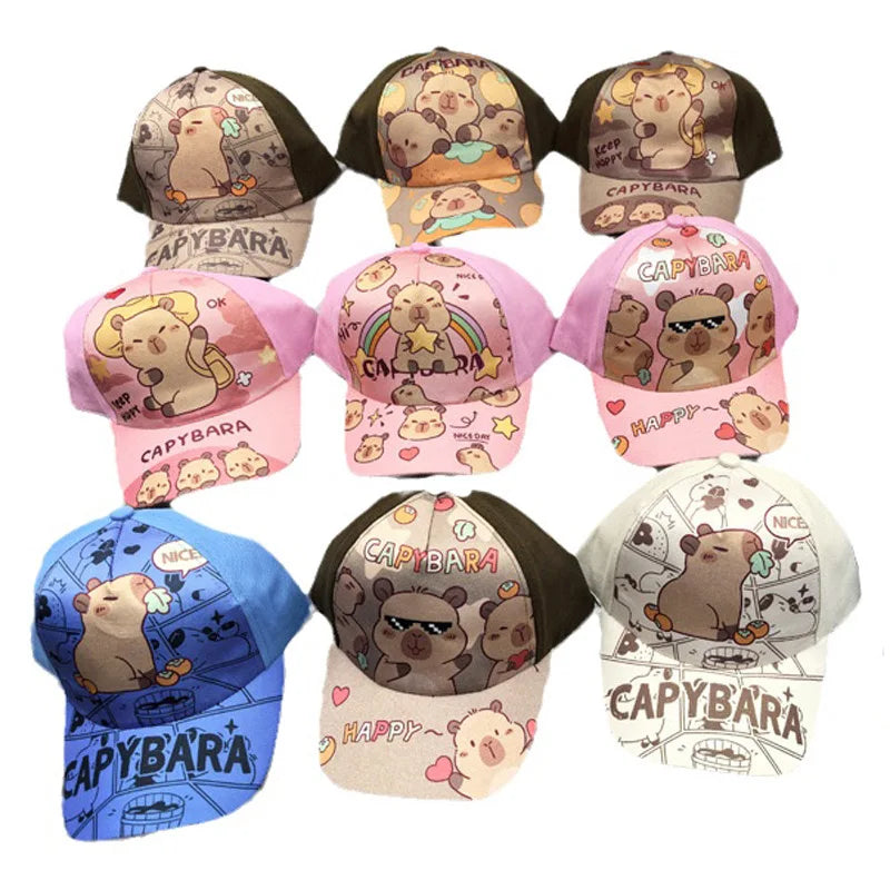 Children's Cartoon Capybara Printed Cute Capybara Hat Lovely Kids Baseball Cap