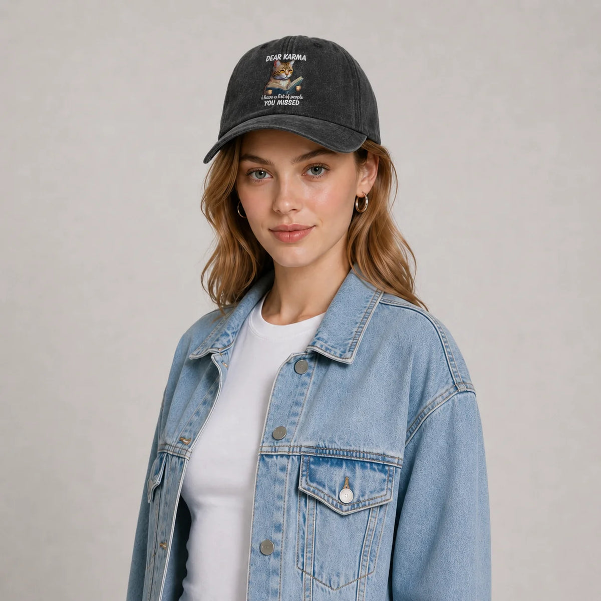 Dear Karma Cat Quote Graphic Baseball Cap