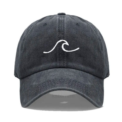 Men's Baseball Cap Women's Washed Cotton Waves Embroidery Embroidery Sport Golf Caps For Man