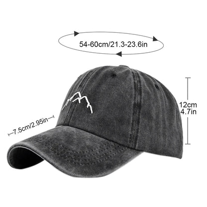 Retro Washed Cotton Cap Unisex Mountain Embroidery Baseball Caps