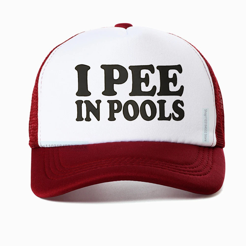 I Pee In Pools Letter Mesh Baseball Cap