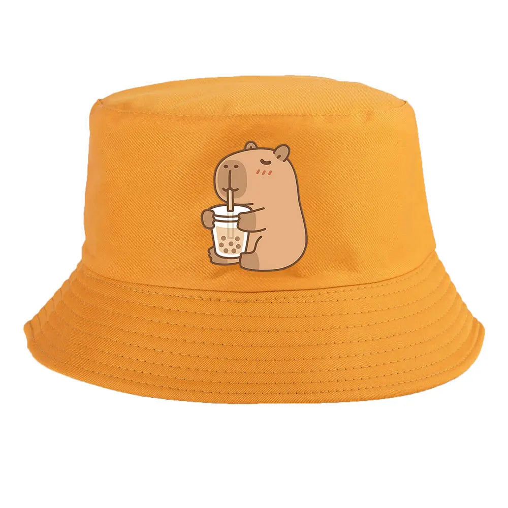 Summer Spring Ladies Cotton Korean Casual Outdoor Sunprotection Capybara Bucket Hat For Men Women