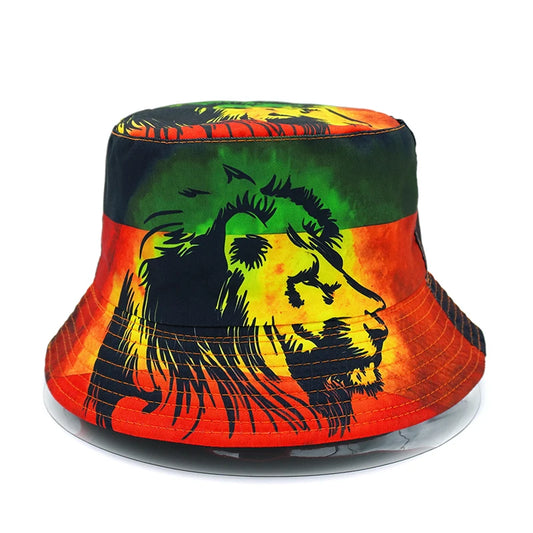Lion Printed Panama Bucket Hats