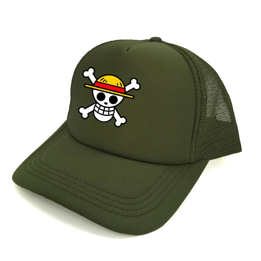 Monkey D Luffy Trucker Cap Men Anime One Piece Straw Hat Baseball Cap