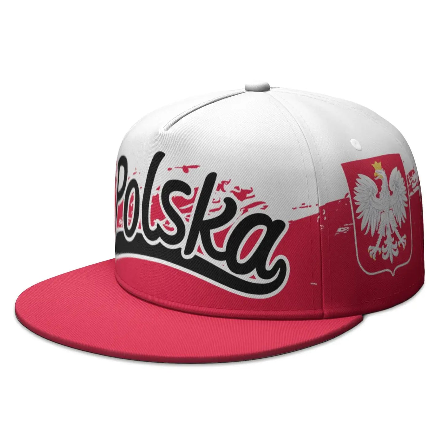 Poland Free Custom Name Logo Print Photo Pol Flat Brimmed Cap Hip-hop Hat Snapback Cap