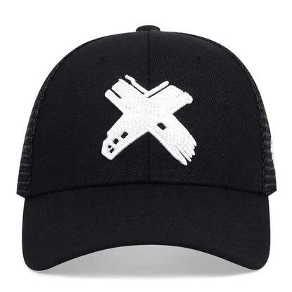 Unisex X Letter Embroidery Baseball Net Caps