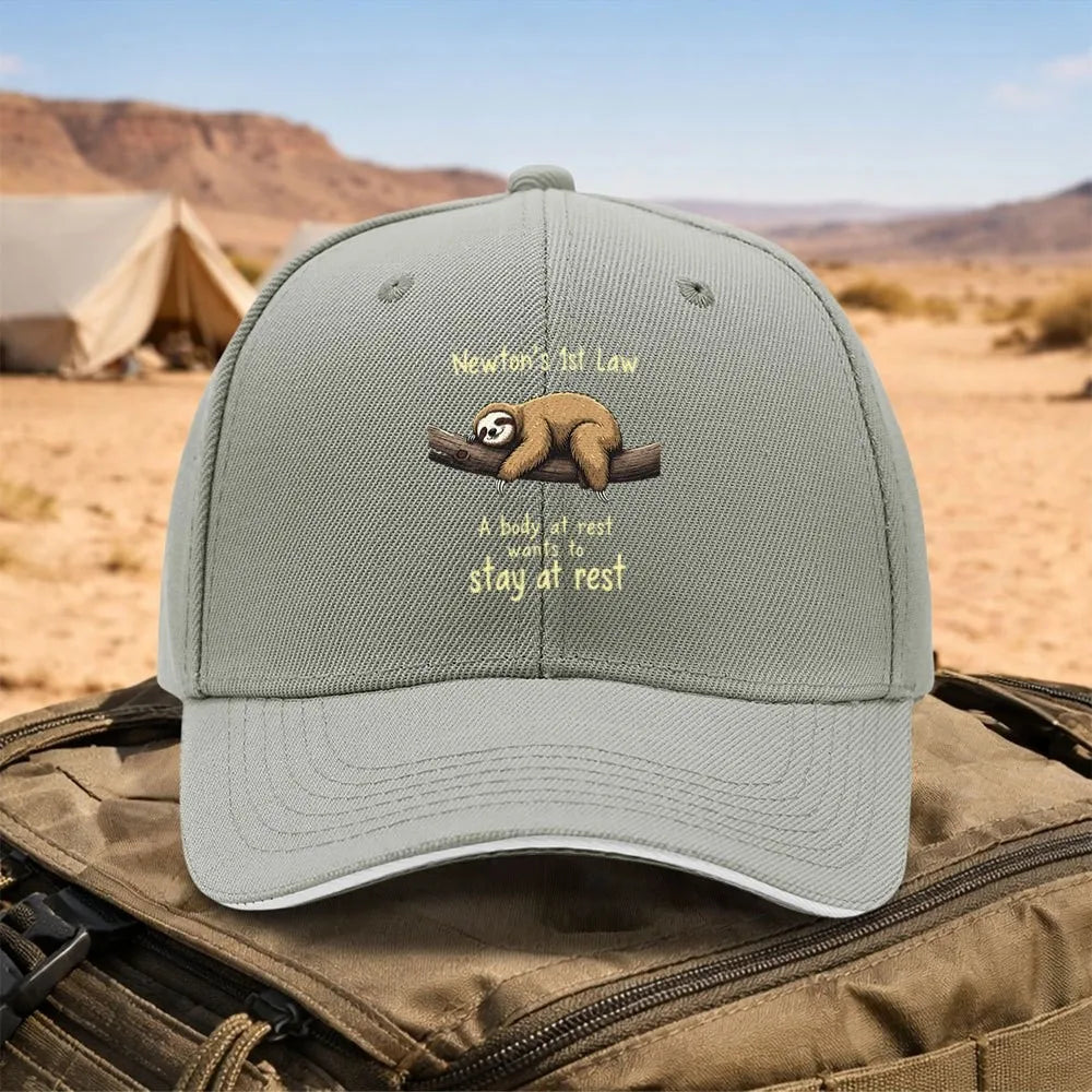 Newton's First Law Sloth Adjustable Baseball Hat