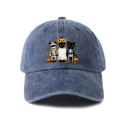 Halloween Mummy Ghost and Cats Baseball Cap