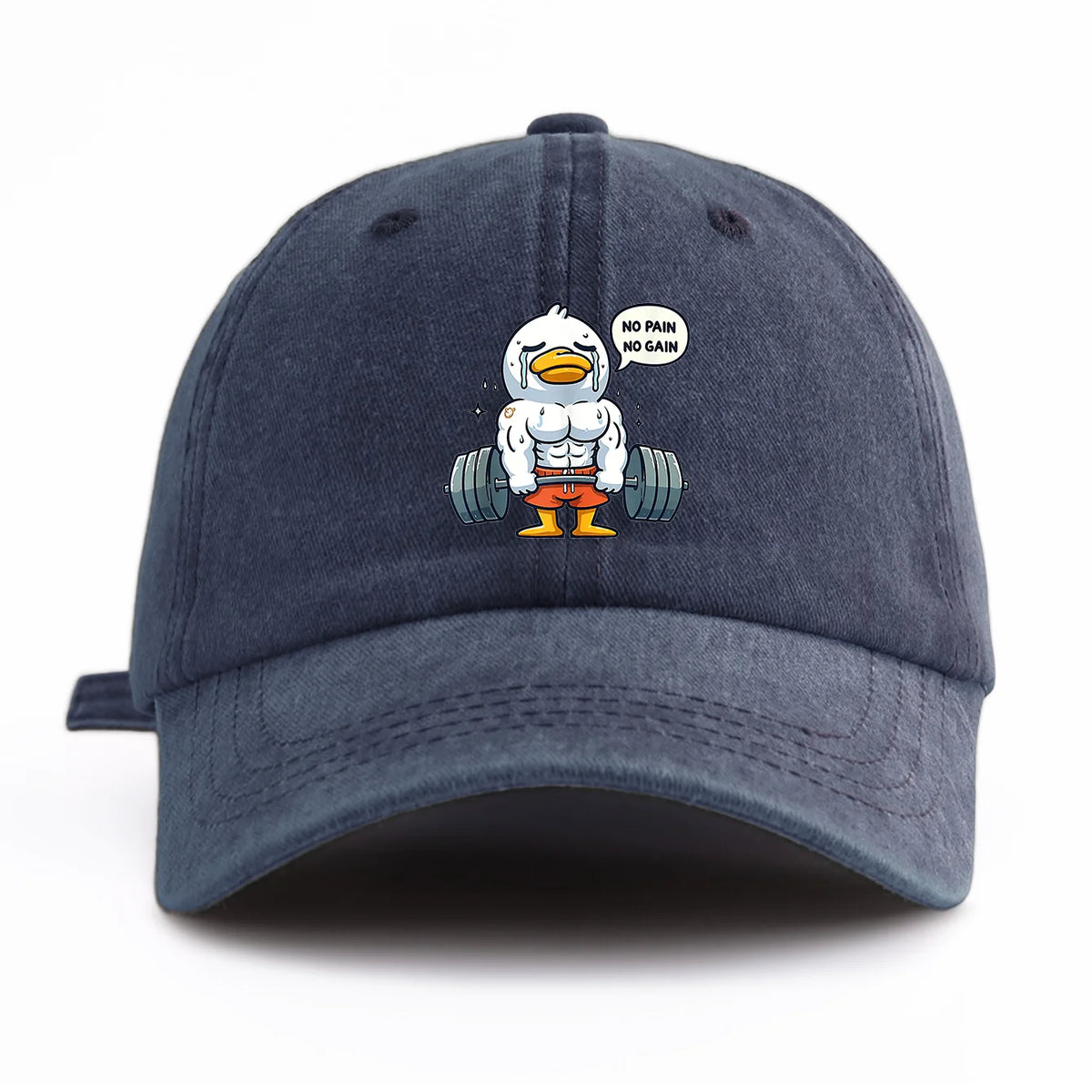Funny Gym Duck Baseball Cap - No Pain No Gain Workout Hat