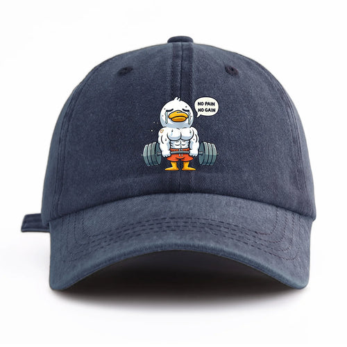 Funny Gym Duck Baseball Cap - No Pain No Gain Workout Hat