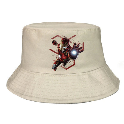 Marvel Iron Man Bucket Hat Casual Graphic Vintage Cartoon Beach Panama Hats
