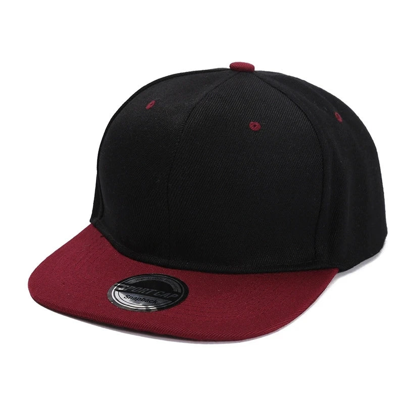 Color-Blocked Flat-Brim Baseball Cap Versatile Sunshade and Sun Protection Hat Hip-Hop Hat Snapback Caps