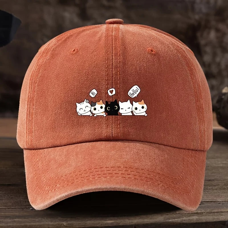 Cute Five Kittens Printed Baseball Hat