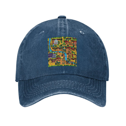 Stardew valley map Denim Cap Casual Baseball Caps