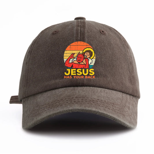 JESUS HAS U BACK Print Washed Baseball Cap For Adults