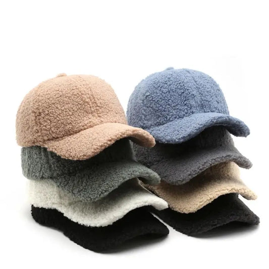 Autumn Winter Baseball Cap Women Artificial Lamb Wool