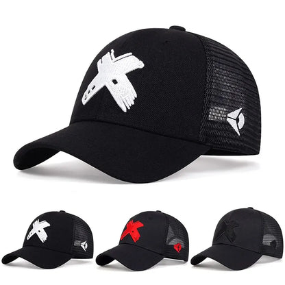 Unisex X Letter Embroidery Baseball Net Caps Spring And Summer