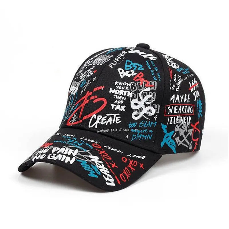 Unisex Letter Graffiti Printing Baseball Caps Spring Autumn Outdoor