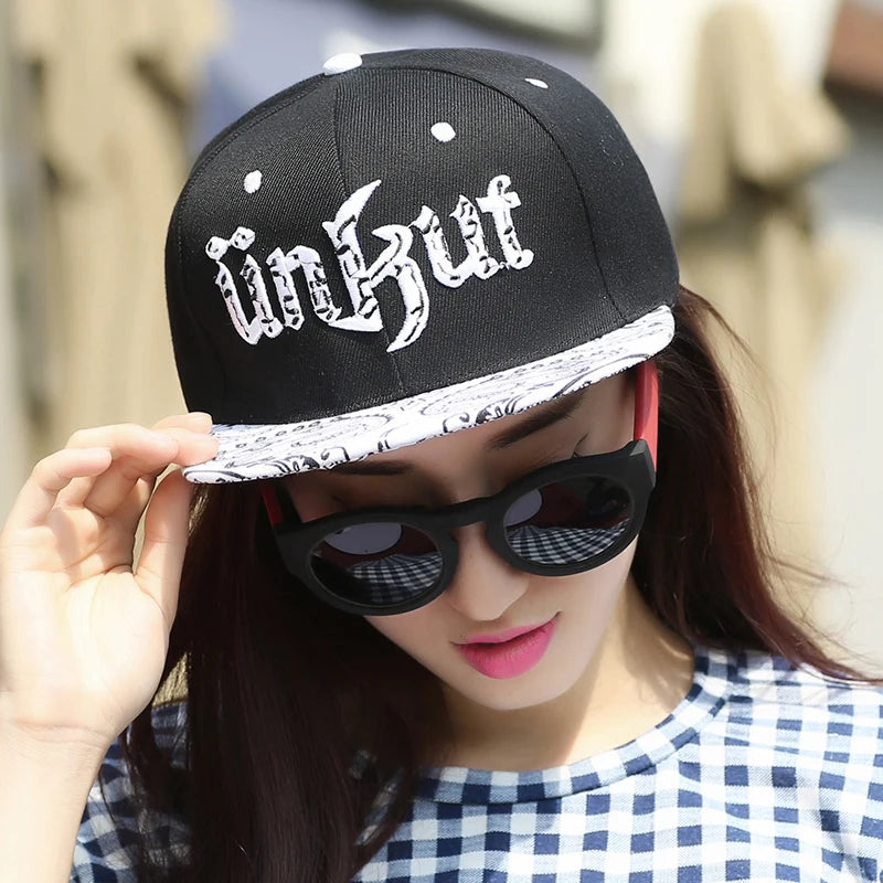 Flat Brim Snapback Cap Hard Top Unisex Streetwear Hip Hop Hat for Men Women