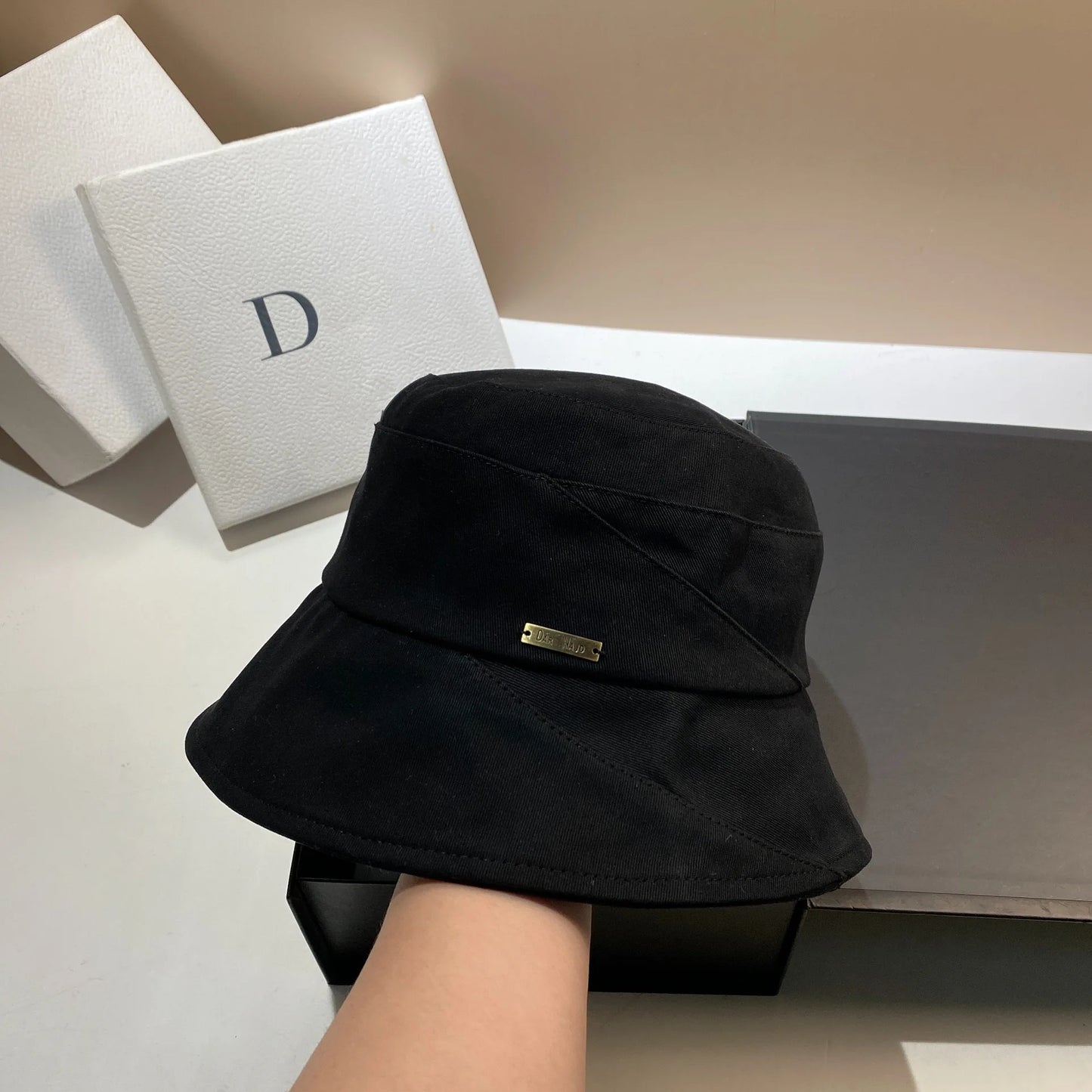 Simple Style Metal Logo Bucket Hats For Women